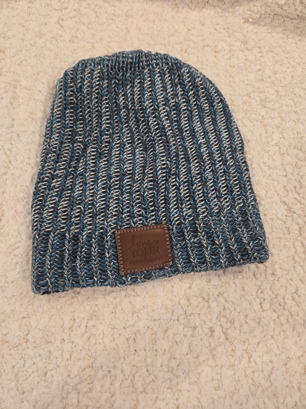 Love Your Melon Teal & White Marled Knit Beanie